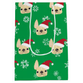 Franse bulldog Holiday Gift Bag Medium Cadeauzakje (Achterkant)