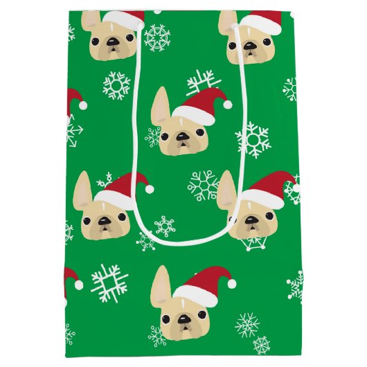 Franse bulldog Holiday Gift Bag Medium Cadeauzakje (Achterkant)