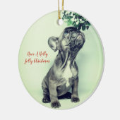 Franse Bulldog Holly Jolly Kerstmis en Mistletoe Keramisch Ornament (Links)