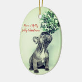 Franse Bulldog Holly Jolly Kerstmis Keramisch Ornament (Links)