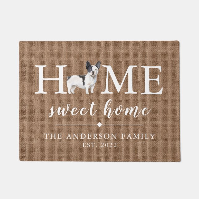 Franse bulldog Home Sweet HomeDoormat Deurmat (Voorkant)