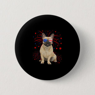 Franse Bulldog Hond Amerikaanse Vlag 4 juli Ronde Button 5,7 Cm