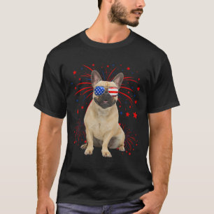 Franse Bulldog Hond Amerikaanse Vlag 4 juli  T-shirt