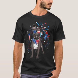 Franse Bulldog Hond Amerikaanse Vlag 4 Juli W T-shirt