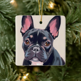 Franse Bulldog Hond Aquarel Huisdier Schilderij Keramisch Ornament