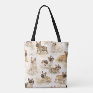Franse Bulldog hond aquarel Tote Bag