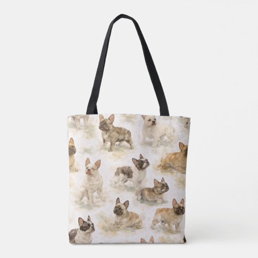 Franse Bulldog hond aquarel  Tote Bag (Achterkant)