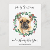 Franse Bulldog hond Elegant Vrolijk Kerstfeest Feestdagenkaart (Voorkant)