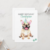 Franse Bulldog hond gepersonaliseerd Gelukkige Ver Kaart (Voorkant / Achterkant in situ)