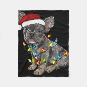 Franse Bulldog Hond Kerstlichtjes Kerstman Kersthu Fleece Deken
