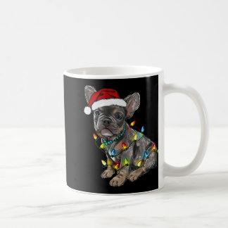 Franse Bulldog Hond Kerstlichtjes Kerstman Kersthu Koffiemok