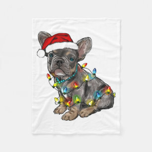 Franse Bulldog Hond Kerstlichtjes Kerstmis Huisdie Fleece Deken