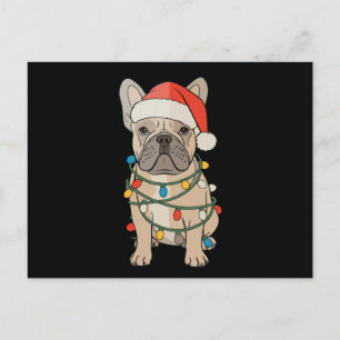 Franse Bulldog Hond Kerstman Hoed Prettig Kerstmis Feestdagenkaart