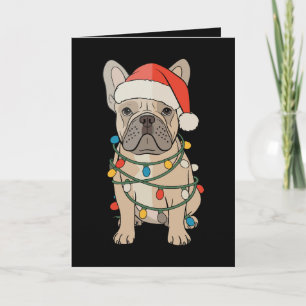 Franse Bulldog Hond Kerstman Hoed Vrolijk Kerstmis Kaart
