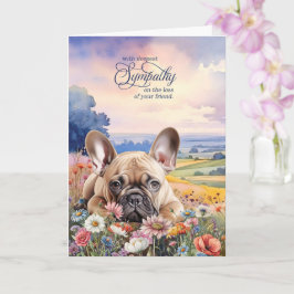 Franse Bulldog Hond met Wilde Bloemen Huisdier Con Kaart