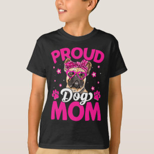 Franse Bulldog hond Moeder Messy Bun Moederdag T-shirt