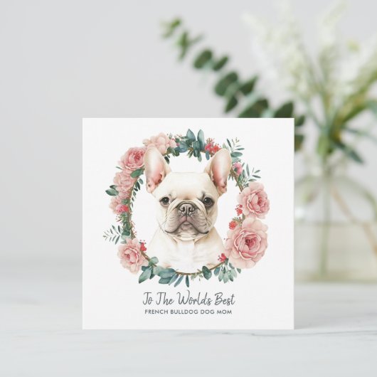 Franse Bulldog Hond Moeder Moederdag Feestdagenkaart (Staand voorkant)