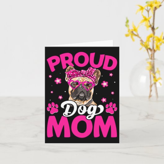 Franse Bulldog Hond Moeder Onoordelijke Knot Moede Kaart (Gele Bloem)