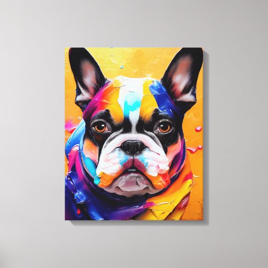 Franse Bulldog hond Pet Leuk Schattig Dierenbedrij Canvas Afdruk (Voorkant)