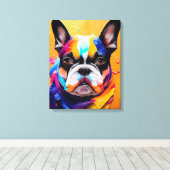 Franse Bulldog hond Pet Leuk Schattig Dierenbedrij Canvas Afdruk (Insitu (Houten vloer))