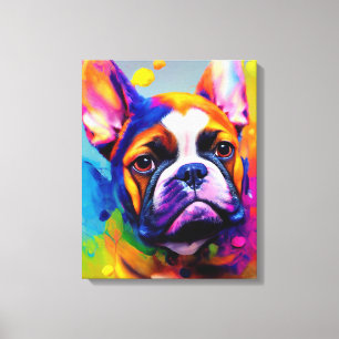 Franse Bulldog hond Pet Leuk Schattig Dierenbedrij Canvas Afdruk
