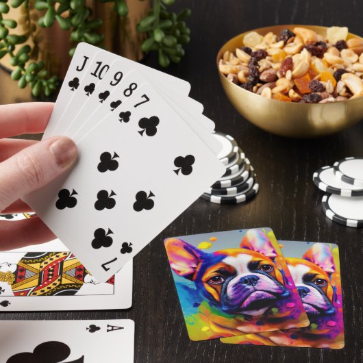Franse Bulldog hond Pet Leuk Schattig Dierenbedrij Pokerkaarten (Insitu)