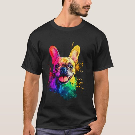 Franse Bulldog Hond Pop Art T-shirt (Voorkant)