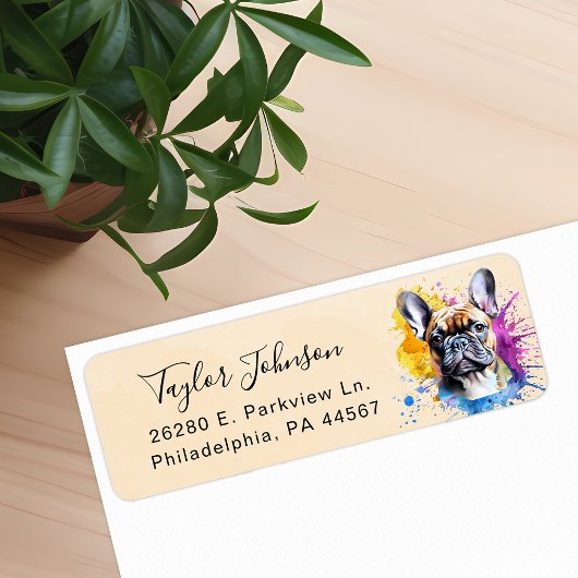 Franse Bulldog Hond Retouradres Label