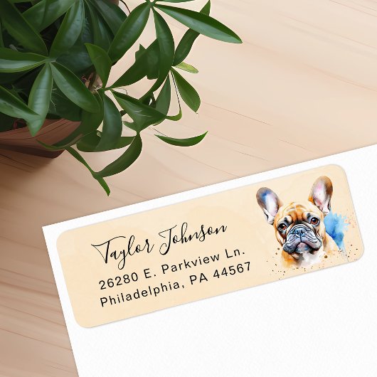 Franse Bulldog Hond Retouradres Label