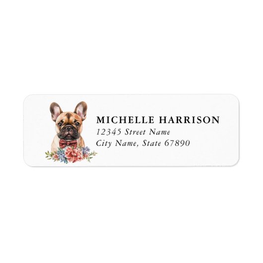 Franse Bulldog Hond Retouradreslabels Etiket (Voorkant)