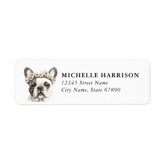 Franse Bulldog Hond Retouradreslabels Etiket (Voorkant)
