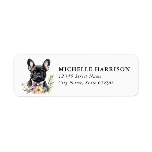 Franse Bulldog Hond Retouradreslabels Etiket (Voorkant)