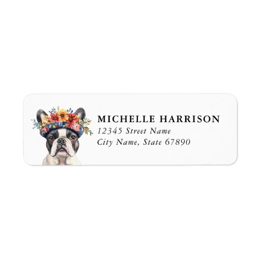 Franse Bulldog Hond Retouradreslabels Etiket (Voorkant)