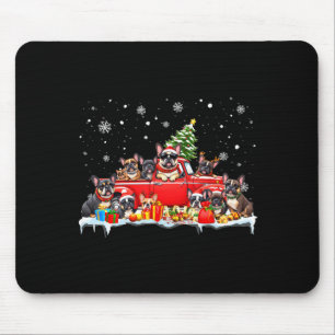 Franse Bulldog Hond Rode Truck Kerstboom Kerstman Muismat