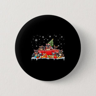 Franse Bulldog Hond Rode Truck Kerstboom Kerstman Ronde Button 5,7 Cm