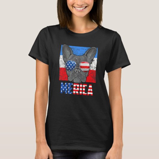 Franse Bulldog hond USA 4th of juli Amerikaanse vl T-shirt (Voorkant)