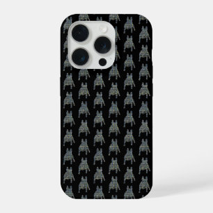 Franse Bulldog Honden Silhouet Raster Zwart iPhone 15 Pro Case
