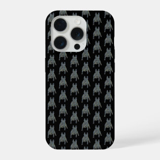 Franse Bulldog Honden Silhouet Raster Zwart iPhone 15 Pro Case