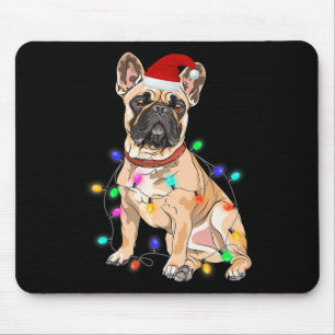 Franse Bulldog Hondenliefhebber kerstboom lichten Muismat