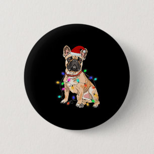 Franse Bulldog Hondenliefhebber kerstboom lichten Ronde Button 5,7 Cm