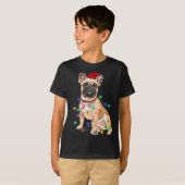 Franse Bulldog Hondenliefhebber kerstboom lichten T-shirt (Voorkant volledig)