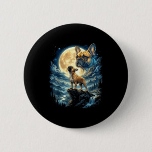 Franse bulldog huilt naar de maan dier meme 90s ronde button 5,7 cm