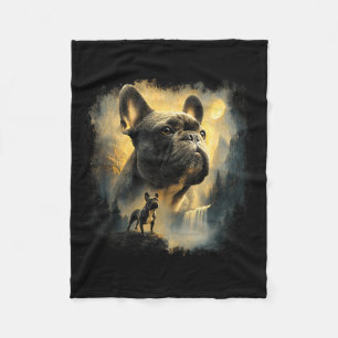 Franse bulldog huilt naar de maan meme 90s dier fleece deken