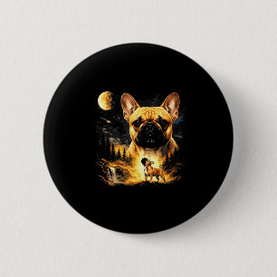 Franse bulldog huilt naar de maan vintage 90s ronde button 5,7 cm