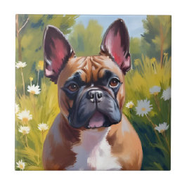 Franse Bulldog | Huisdier Hond Schilderij Waterver Tegeltje