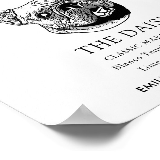 Franse Bulldog Huwelijkshandtekening Drink teken Poster (Hoek)