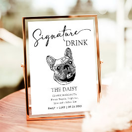 Franse Bulldog Huwelijkshandtekening Drink teken Poster