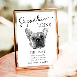 Franse Bulldog Huwelijkshandtekening Drink teken Poster