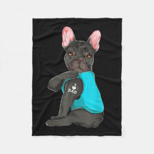 Franse Bulldog I Love Dad Tattoo Kleding, Dog Dad Fleece Deken