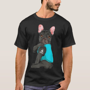 Franse Bulldog I Love Dad Tattoo Kleding, Dog Dad T-shirt
